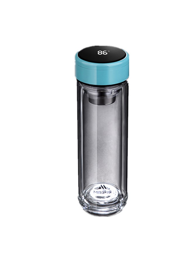 Loquat Double Glass Water Bottle Blue/Clear 20.5cm - Image 1