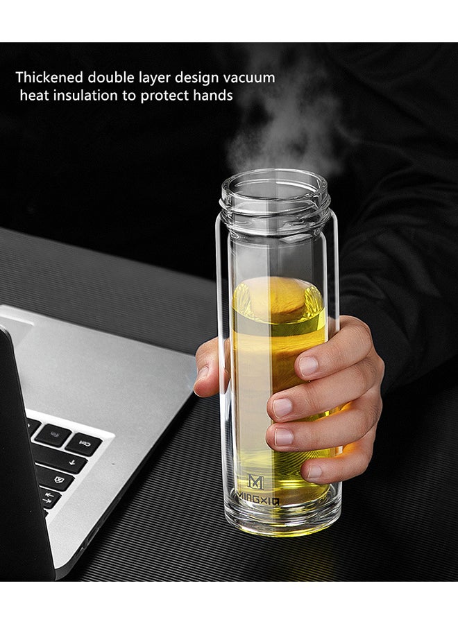 Loquat Double Glass Water Bottle Blue/Clear 20.5cm - Image 2