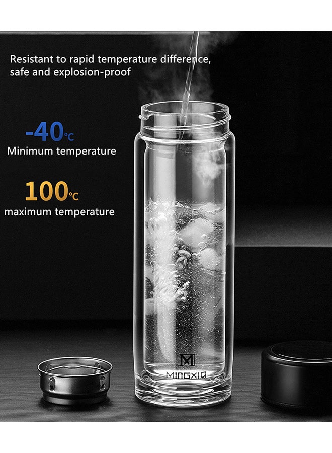 Loquat Double Glass Water Bottle Blue/Clear 20.5cm - Image 3