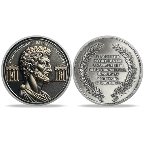 deDecoml Stoic Challenge Coin – Motivational Philosophy Medallion Featuring Wisdom, Courage, Justice, & Temperance – Inspirational Token Personal Growth Coin - Ideal Motivational Gifts for Men - Image 3