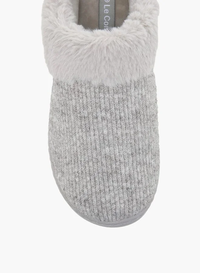 Le Confort Grey Textured Slip-On Bedroom Slippers  | Best Price UAE