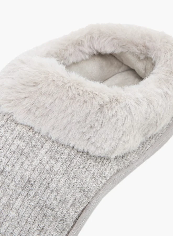Le Confort Grey Textured Slip-On Bedroom Slippers  | Best Price UAE