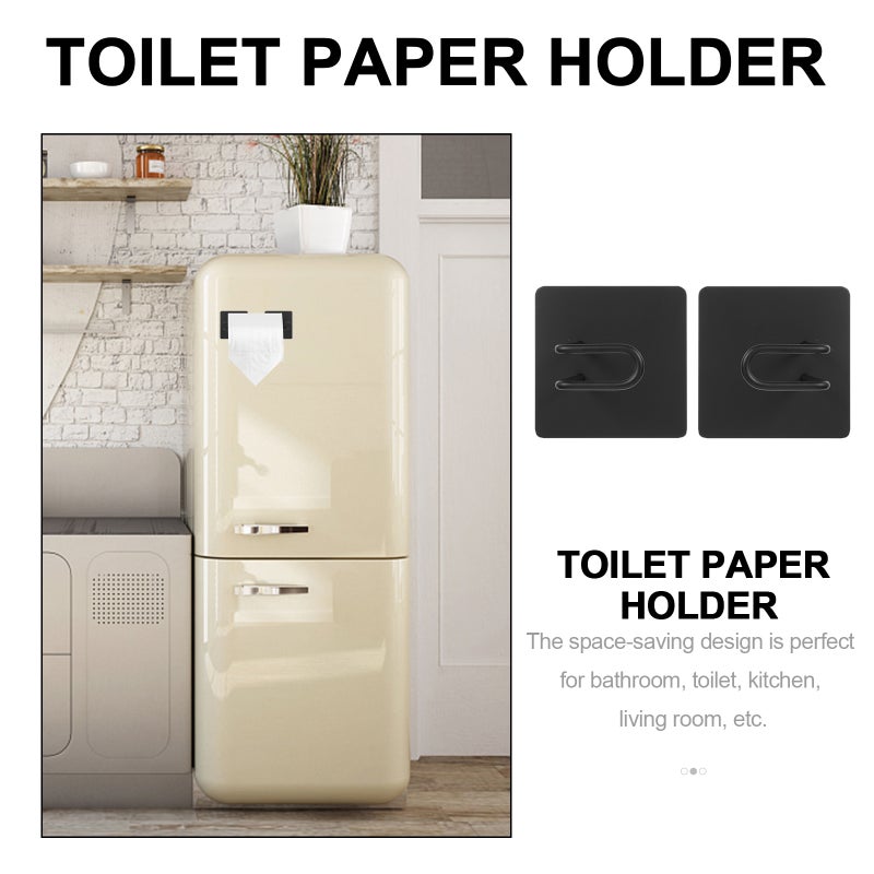 1 Pair of Stainless Steel Roll Tissue Rack Magnetic Toilet Paper Holder Multi-function Storage Hook - Image 5