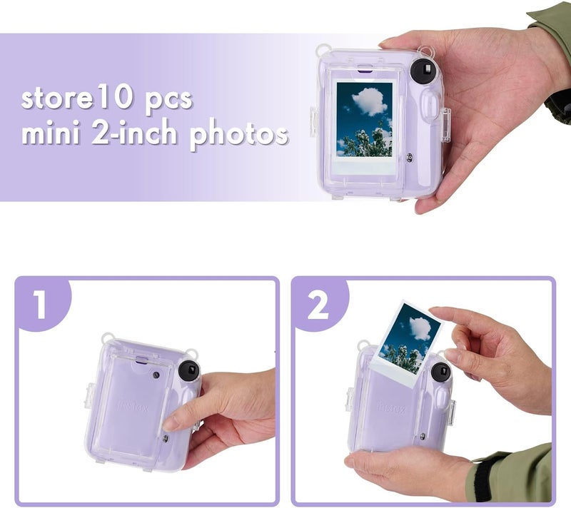 MAKINGTEC Case for Fujifilm Instax Mini 12 Camera Protective PU Leather Bag Cover with Adjustable Shoulder Strap and Pattern Stickers, andMini Photo Album 64 Pockets - Image 3