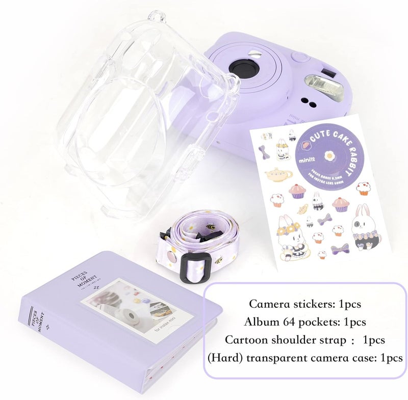 MAKINGTEC Case for Fujifilm Instax Mini 12 Camera Protective PU Leather Bag Cover with Adjustable Shoulder Strap and Pattern Stickers, andMini Photo Album 64 Pockets - Image 2