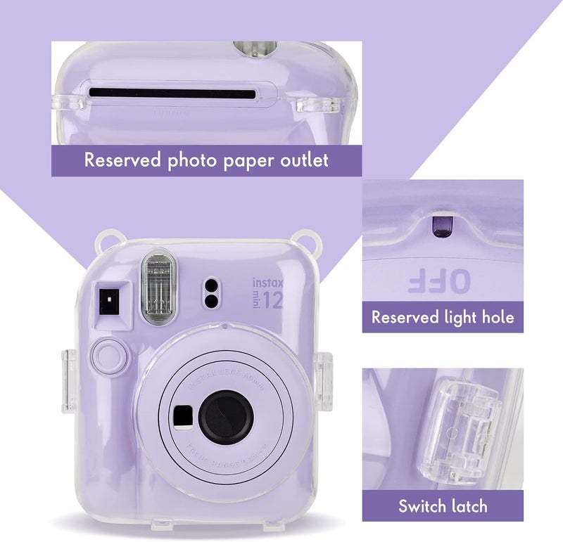 MAKINGTEC Case for Fujifilm Instax Mini 12 Camera Protective PU Leather Bag Cover with Adjustable Shoulder Strap and Pattern Stickers, andMini Photo Album 64 Pockets - Image 4