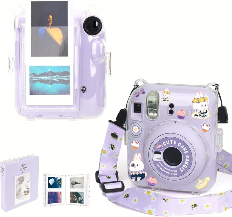 MAKINGTEC Case for Fujifilm Instax Mini 12 Camera Protective PU Leather Bag Cover with Adjustable Shoulder Strap and Pattern Stickers, andMini Photo Album 64 Pockets - Image 1