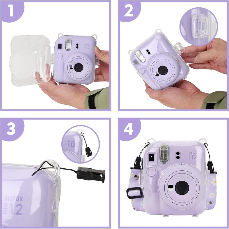 MAKINGTEC Case for Fujifilm Instax Mini 12 Camera Protective PU Leather Bag Cover with Adjustable Shoulder Strap and Pattern Stickers, andMini Photo Album 64 Pockets - Image 5