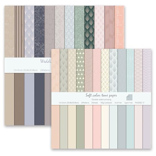 MIATTCLD Scrapbook Paper 12x12 Inch, 48 Sheets Pastel Decorative Craft Papers, Double Sided Patterned Background Paper for Scrapbooking Card Making Journaling Decor - Image 1