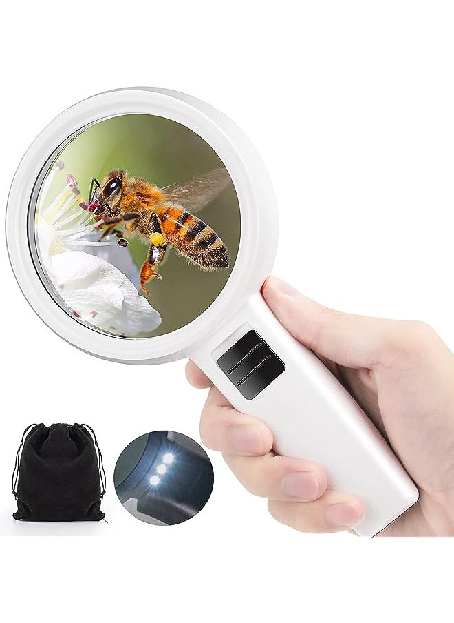 SYOSI - Magnifying Glass With Light, 30X Handheld Large Magnifying Glass, Led Illuminated Magnifier, Double Layer Optical Glass Lens For Macular Degeneration, Seniors Reading Children Nature Exploring - Image 1