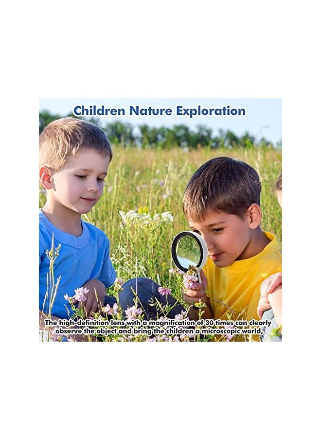 SYOSI - Magnifying Glass With Light, 30X Handheld Large Magnifying Glass, Led Illuminated Magnifier, Double Layer Optical Glass Lens For Macular Degeneration, Seniors Reading Children Nature Exploring - Image 1