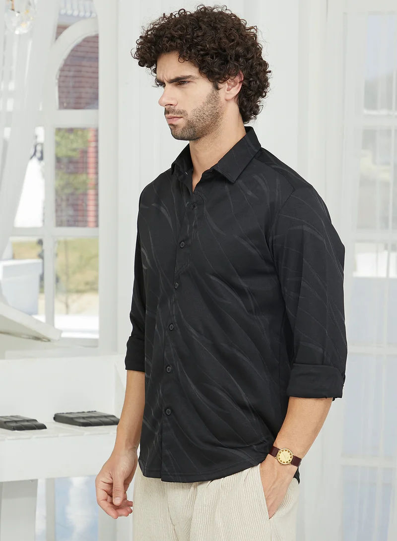 CAHOOT  Men's Onyx Black Scratch-Tactile Shirt for Men | Best Price UAE