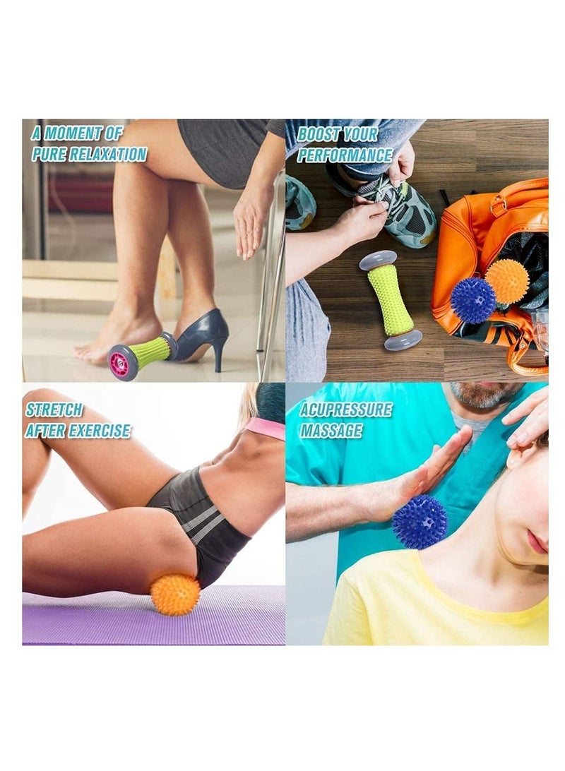 Excefore كرة تدليك القدم، لتخفيف الألم، التهاب اللفافة الأخمصية، تستخدم للتعافي العميق للأنسجة، واستعادة العضلات، والاسترخاء وتخفيف التوتر (1 بكرة و2 كرة مدببة) - Image 5