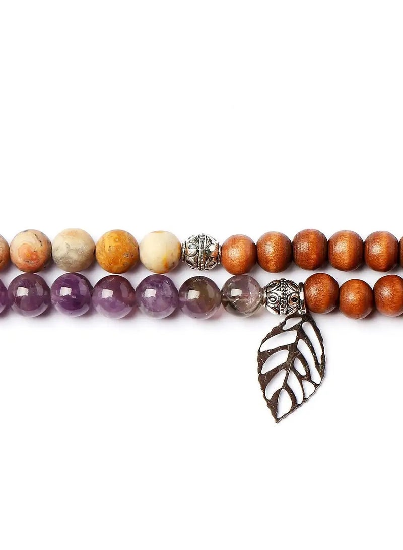 أم أم أيه من معدن الإنسان حامل للهاتف والنظارة من خرز العقيق المطفي والخشب - Image 2