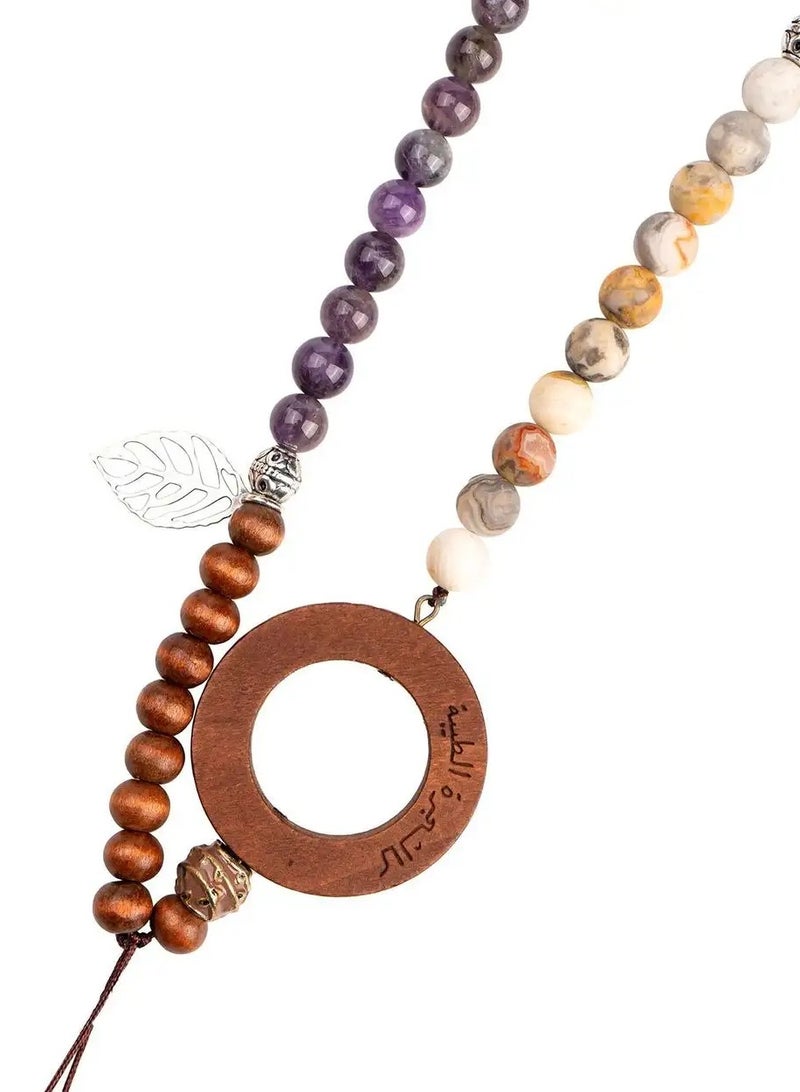 أم أم أيه من معدن الإنسان حامل للهاتف والنظارة من خرز العقيق المطفي والخشب - Image 5