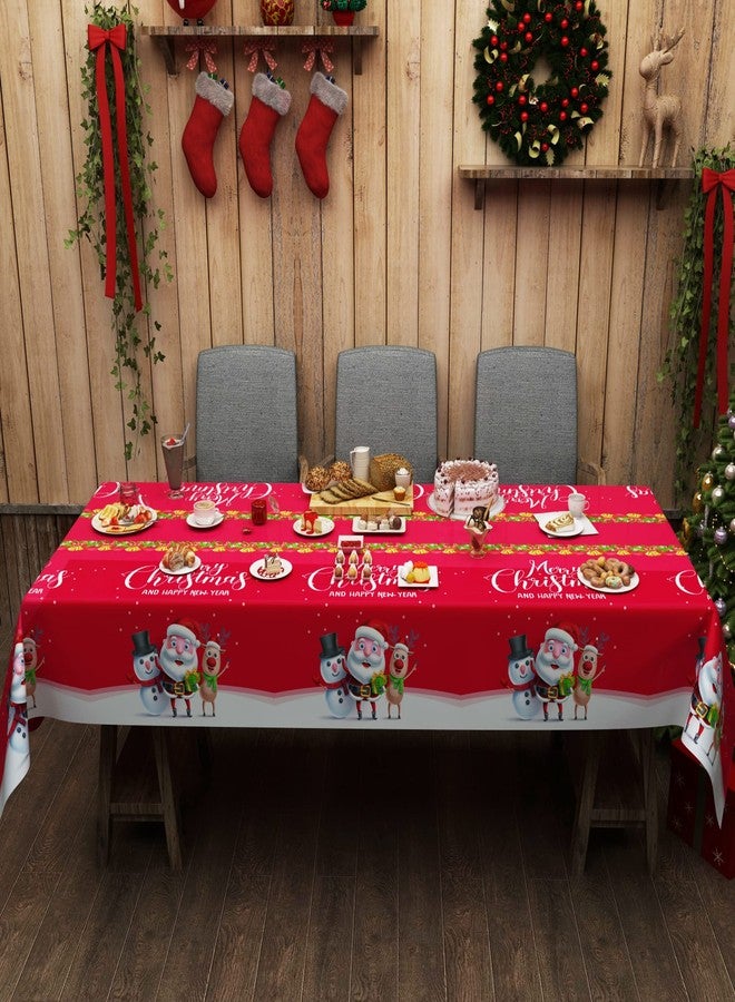 Fibevon Christmas Tablecloths, 2-Pack Rectangular Disposable New Year Tablecloth 54 by 110 inch Premium Table Covers with Elk Snowman and Santa Claus Plastic Tablecloth for Happy New Year Decor - Image 5