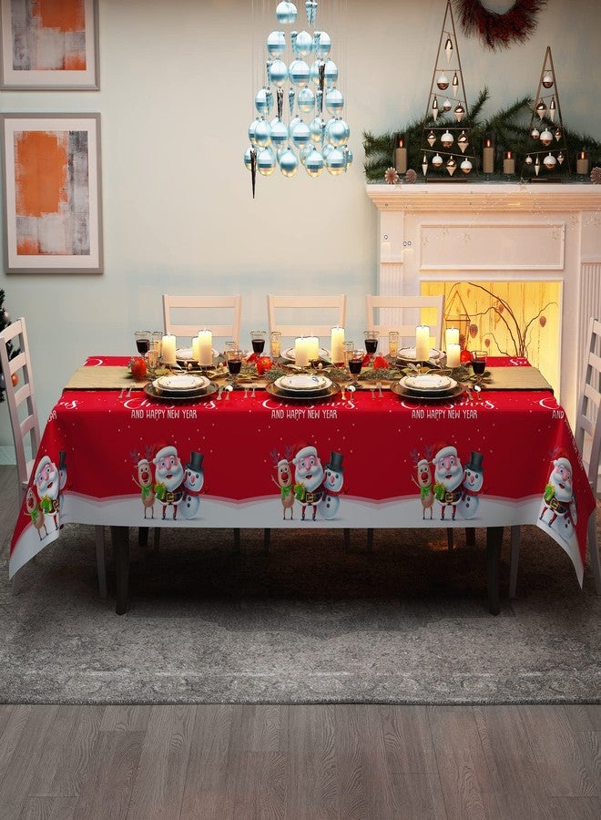 Fibevon Christmas Tablecloths, 2-Pack Rectangular Disposable New Year Tablecloth 54 by 110 inch Premium Table Covers with Elk Snowman and Santa Claus Plastic Tablecloth for Happy New Year Decor - Image 4