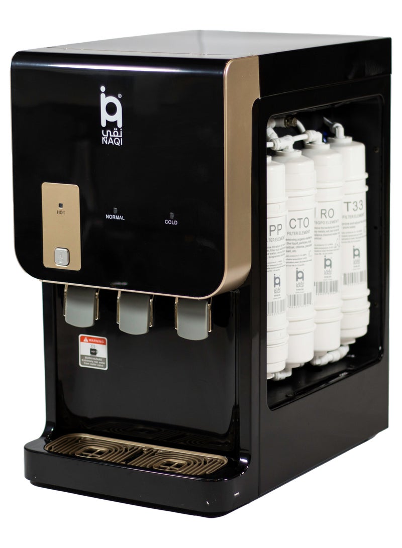 NAQI Water Dispenser – Gold & Black, Hot & Cold Water, Cooler with 4-Stage Filter, Self-Filling & Powerful Pump - Image 2