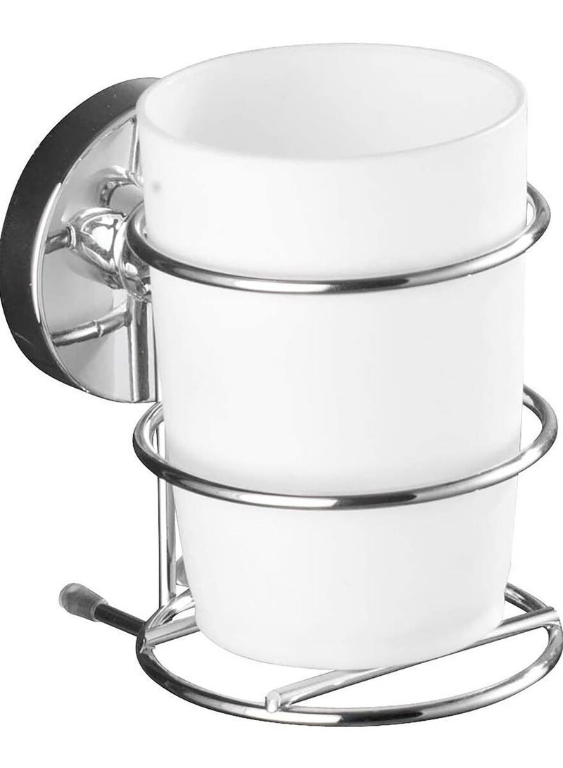 Wenko Vacuum Loc Milazzo Wall Toothbrush Cup White and Silver - Image 2