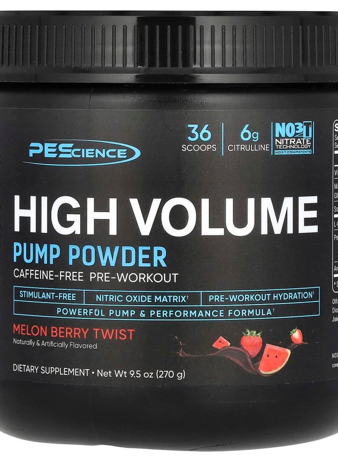 PEScience - High Volume Pump Powder CaffeineFree Melon Berry Twist 9.5 oz (270 g) - Image 1