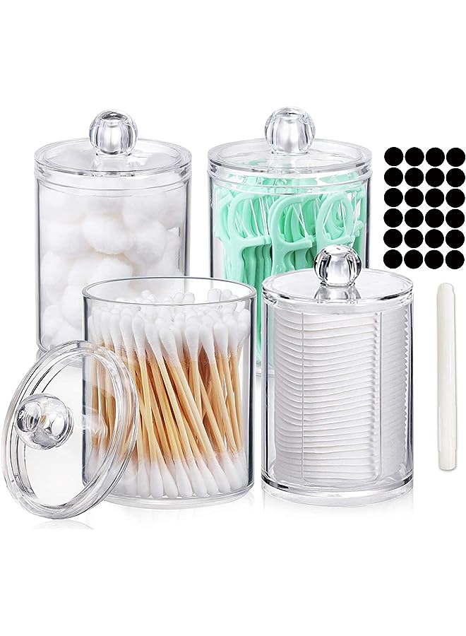 vesus Pcs Holder Dispenser for Cotton Ball, Cotton Swab, Cotton Round Pads, Floss，Clear Plastic Apothecary Jar Set for Bathroom Canister Storage Organization, Vanity Makeup Organizer - Image 1