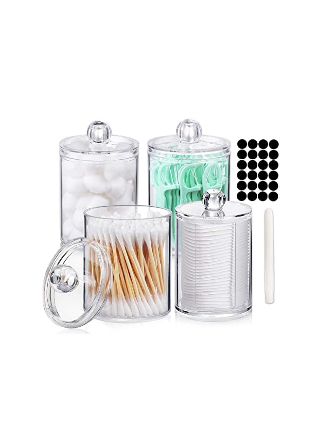 vesus Pcs Holder Dispenser for Cotton Ball, Cotton Swab, Cotton Round Pads, Floss，Clear Plastic Apothecary Jar Set for Bathroom Canister Storage Organization, Vanity Makeup Organizer - Image 2