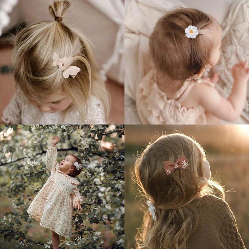 Fancy Clouds 16 Pcs Hair Clips for Girls with Bows Butterfly Flower,2" Fully Lined Alligator Clips and Barrettes,Handmade Hair Accessories for Baby Toddler Young Kids School Age Girls Gifts - Image 2