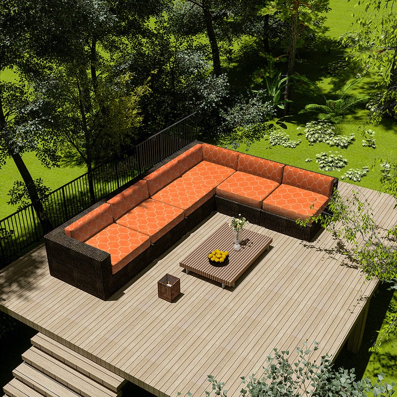 73Hours Outdoor Sofa Cover Waterproof Cushion Long Courtyard Rattan Chair Cushion Card Holder Shoe Changing Stool Sofa Seat Cushion - Image 2