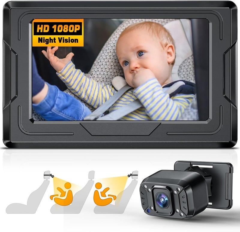 FEISIKE Baby Car Camera 43 Back Seat Baby Car Camera Mirror for Crystal Infrared Night Vision 360 Rotation  149 Wide View 3 Mins Easy Installation - Image 1