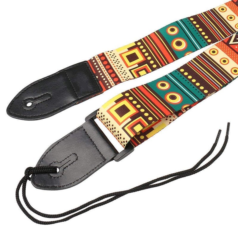 Juarez Guitar Strap Combo – Retro Ethnic Green Strap with JAP60 Plectrum Set (6 Picks) - Image 3