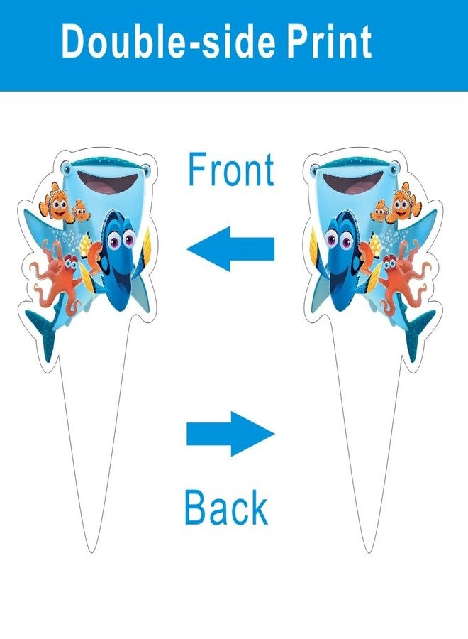 fancigo 25Pcs Finding Nemo Cake Decorations with 24pcs Cupcake Toppers, 1pcs Cake Topper for Kids Birthday Party Supplies - Image 4