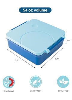 SKY-TOUCH Kids Bento Box with Thermos – Insulated Leak-Proof Lunch Box Set with 4-Compartment BPA-Free Containers, Microwave-Safe – Blue  - Image 2