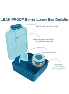SKY-TOUCH Kids Bento Box with Thermos – Insulated Leak-Proof Lunch Box Set with 4-Compartment BPA-Free Containers, Microwave-Safe – Blue  - Image 4