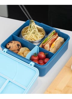 SKY-TOUCH Kids Bento Box with Thermos – Insulated Leak-Proof Lunch Box Set with 4-Compartment BPA-Free Containers, Microwave-Safe – Blue  - Image 5