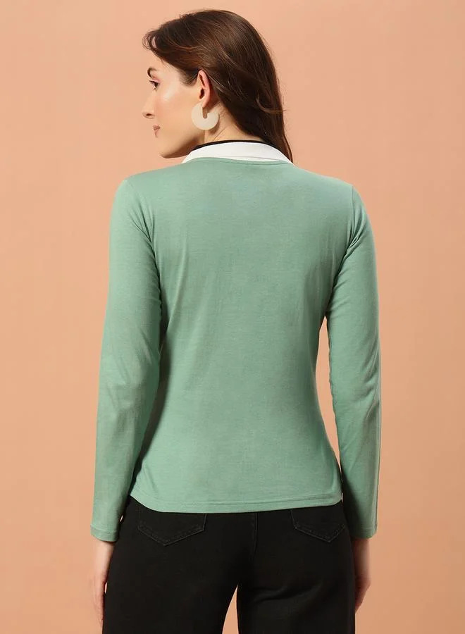 Take Two Women Green Cotton Polo T-Shirt By The Dry State