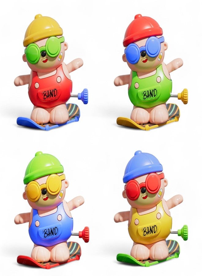 MASIPICKS Small Funny 360 Degree Rotating Skateboard Bear Educational Wind-up Toy for Kids | Educational Skateboard Toy for Kids & Gift (Pack of 4) - Image 1