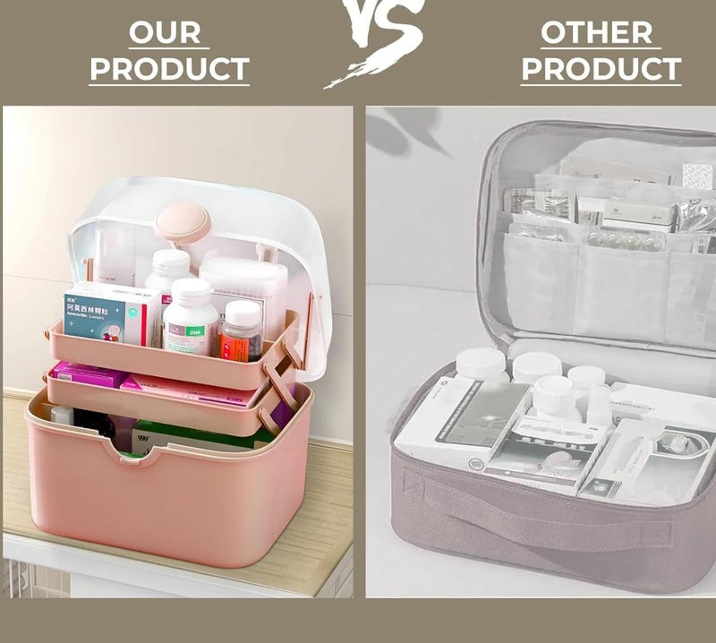 ConvertKitchen 3 Layer Multipurpose Organisers Storage Box| Plastic Box For Storage With Handle For Jewellery, Medicine, Make Up, Cosmetic, Paint, Nail Art Organizer - Image 2