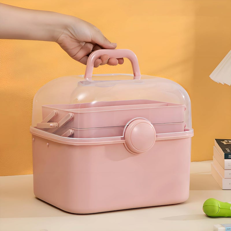 ConvertKitchen 3 Layer Multipurpose Organisers Storage Box| Plastic Box For Storage With Handle For Jewellery, Medicine, Make Up, Cosmetic, Paint, Nail Art Organizer - Image 1