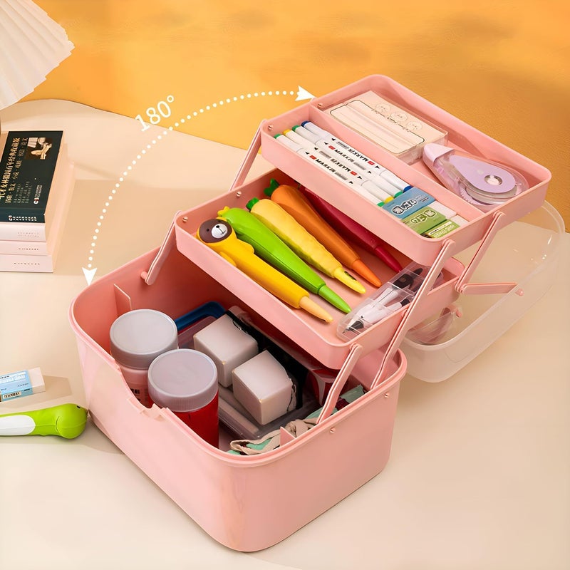 ConvertKitchen 3 Layer Multipurpose Organisers Storage Box| Plastic Box For Storage With Handle For Jewellery, Medicine, Make Up, Cosmetic, Paint, Nail Art Organizer - Image 4