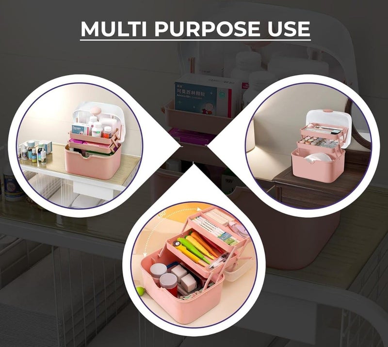 ConvertKitchen 3 Layer Multipurpose Organisers Storage Box| Plastic Box For Storage With Handle For Jewellery, Medicine, Make Up, Cosmetic, Paint, Nail Art Organizer - Image 3