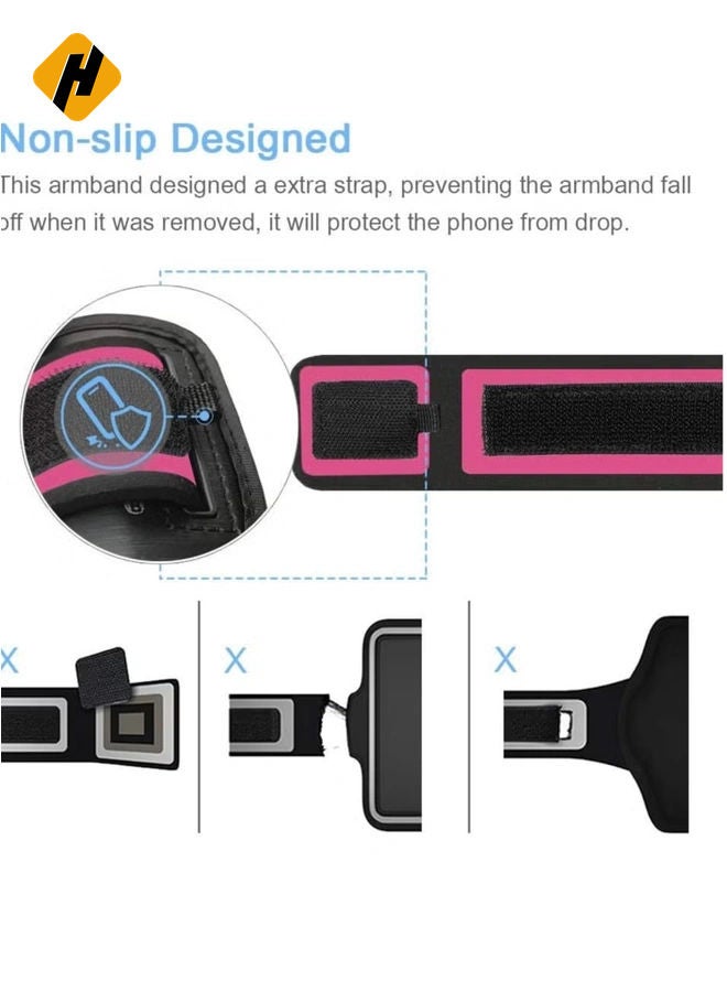 HuHa Running Armband, Cellphone Armband for iPhone 13 Pro Max, 12 Pro Max, Xs Max,Samsung S21 Ultra, Skin-Friendly Sports Running Armband with Key and Headphone Slot for Jogging, Gym (Size 7.0, Red)  - Image 4
