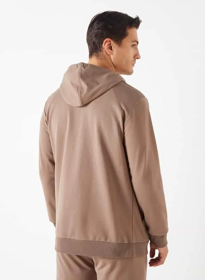 ADOT by Splash Solid Zip Through Sweatshirt with Hood and Long Sleeves