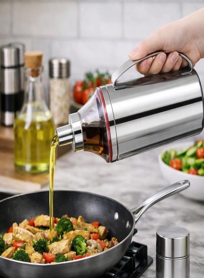 SmartMaison - Oil Dispenser, Stainless Steel, 1000ML Capacity, Kitchen Cooking Oil Bottle with Pourer Pack of 1 - Image 1