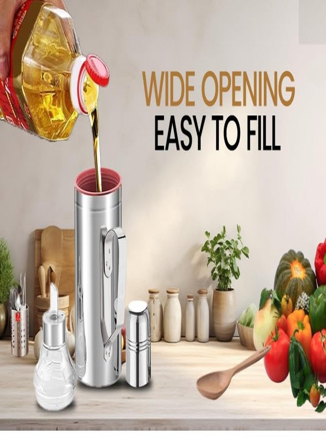 SmartMaison - Oil Dispenser, Stainless Steel, 1000ML Capacity, Kitchen Cooking Oil Bottle with Pourer Pack of 1 - Image 5
