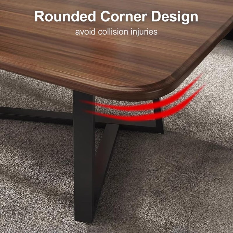 HI-FINE Coffee Table,Modern Coffee Tables with Metal Leg, Center Table for Living Room (Rectangle Coffee Table - Black Marbling) - Image 4