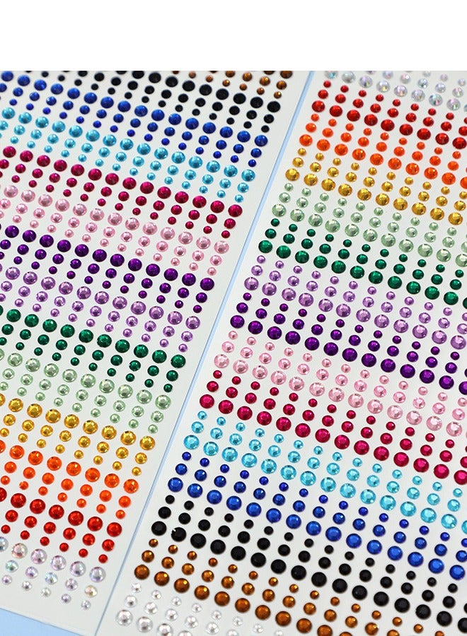 900 Piece15 Colors Face Stickers, Diamond Stickers, Crystal Stickers, Stage Makeup Acrylic Rhinestones, Children's DIY Decorations, Self-adhesive Gemstone Stickers, Colored Diamonds - Image 3