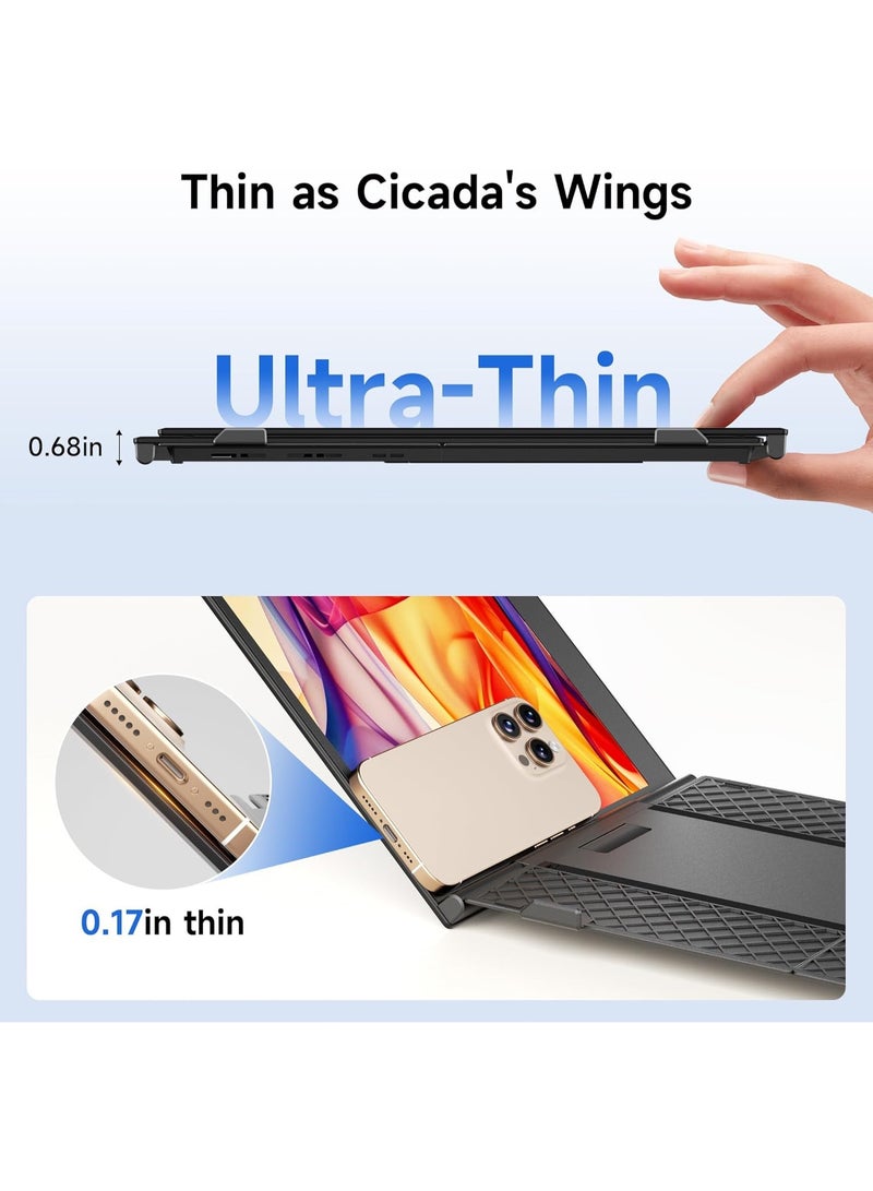 V2COM 14" Triple Laptop Screen Extender, Ultra-Slim 1080P FHD Portable Monitor, One-Cable Plug & Play, Fits 33–44 cm Laptops, Win/Mac/Android - Image 3