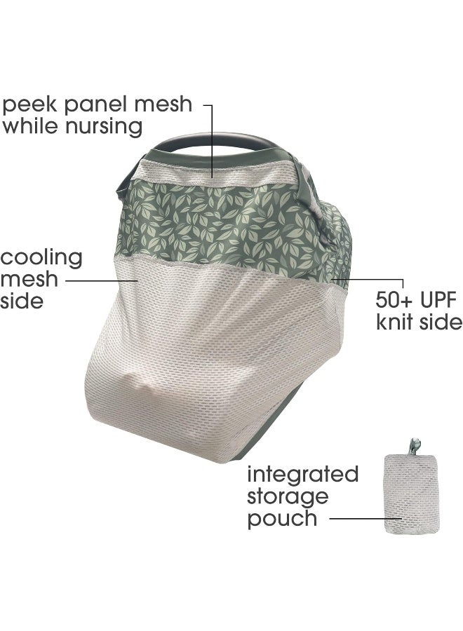 Boppy 4 and More Multi-use Cover | Green Leaves | Quick Drying UPF 50+ Knit Fabric and Breathable Mesh | Car Seat Canopy, Nursing Cover, Shopping Cart Cover, High Chair Cover and More - Image 2