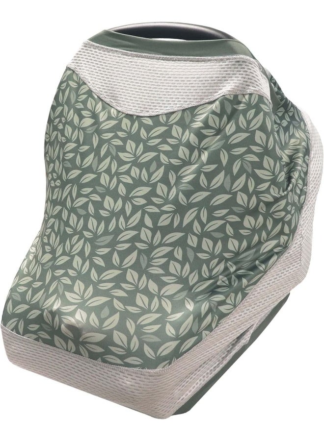 Boppy 4 and More Multi-use Cover | Green Leaves | Quick Drying UPF 50+ Knit Fabric and Breathable Mesh | Car Seat Canopy, Nursing Cover, Shopping Cart Cover, High Chair Cover and More - Image 1