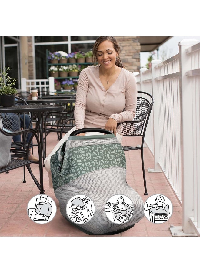 Boppy 4 and More Multi-use Cover | Green Leaves | Quick Drying UPF 50+ Knit Fabric and Breathable Mesh | Car Seat Canopy, Nursing Cover, Shopping Cart Cover, High Chair Cover and More - Image 3